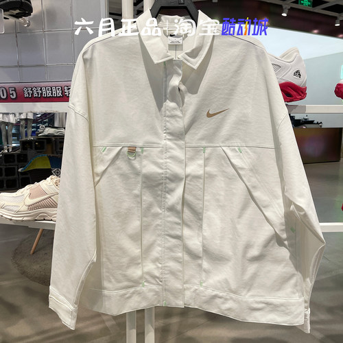 NIKE耐克女梭织印花翻领外套