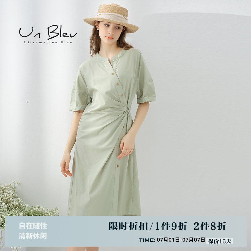 UnBleu民族风连衣裙女夏季新款中国风新中式女装设计感裙子