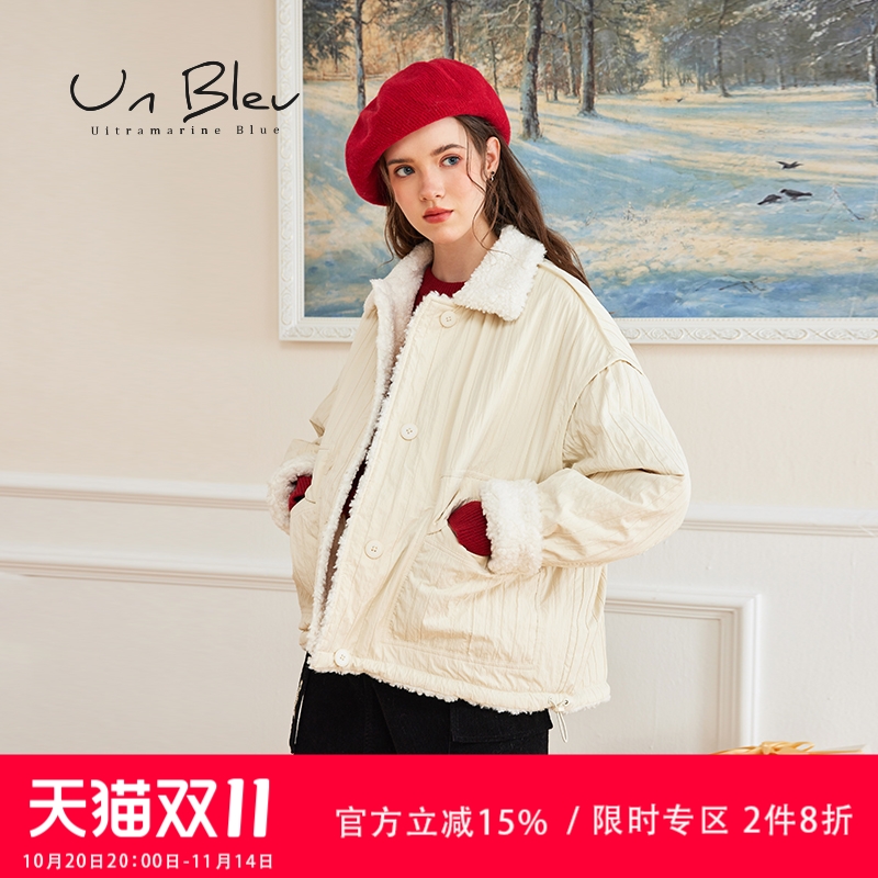 UnBleu羊羔绒外套女摇粒绒双面穿