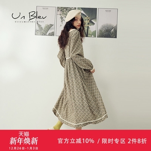 女装 气质法式 宽松碎花异域裙子 新款 UnBleu波西米亚连衣裙女秋季