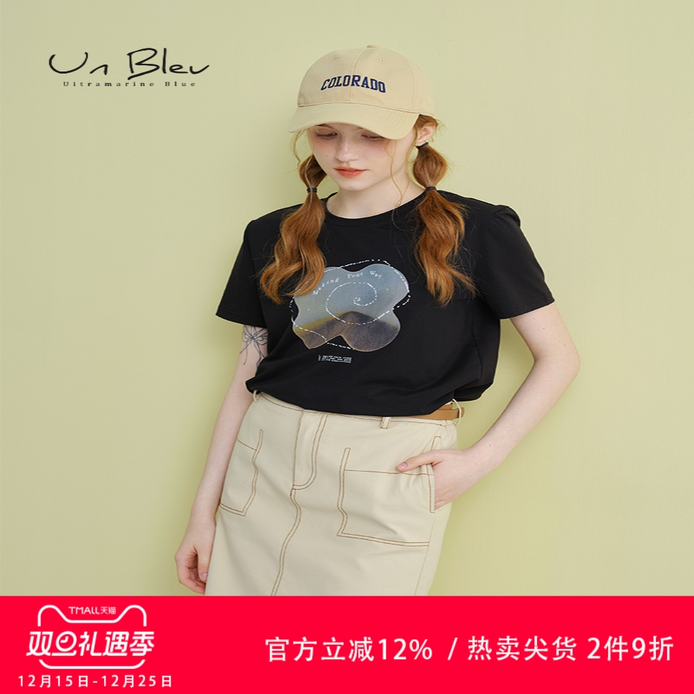UnBleu短袖女t恤夏正肩时尚休闲