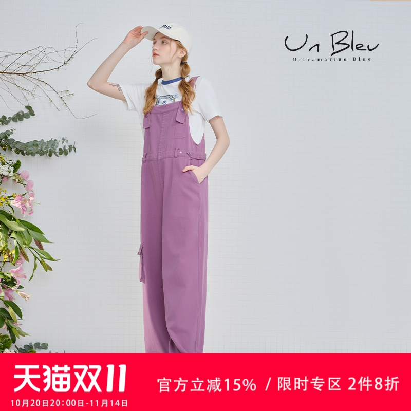 UnBleu工装直筒背带裤女休闲时尚