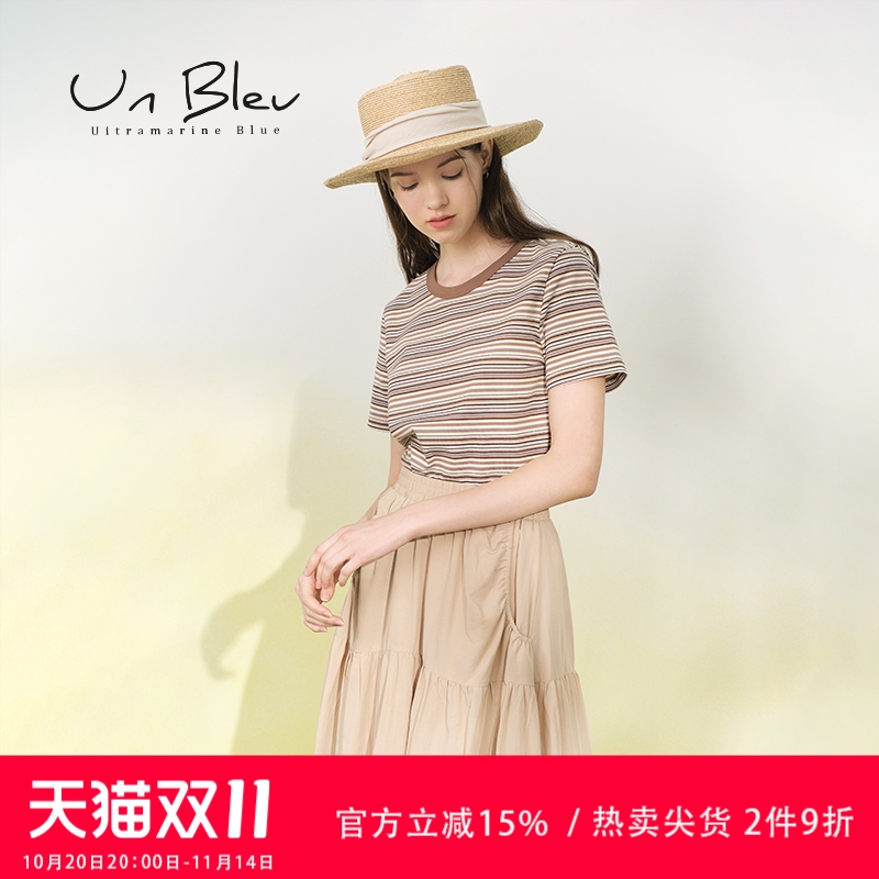 UnBleu条纹t恤女短袖潮牌女装