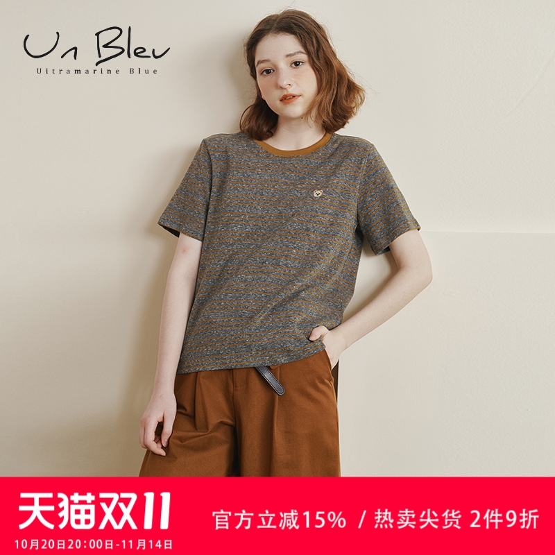 条纹灰色t恤女2025新款早秋女装