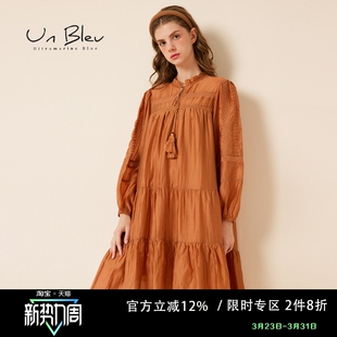 甜美轻薄长袖 休闲波西米亚女装 裙子 新款 UnBleu连衣裙女春季