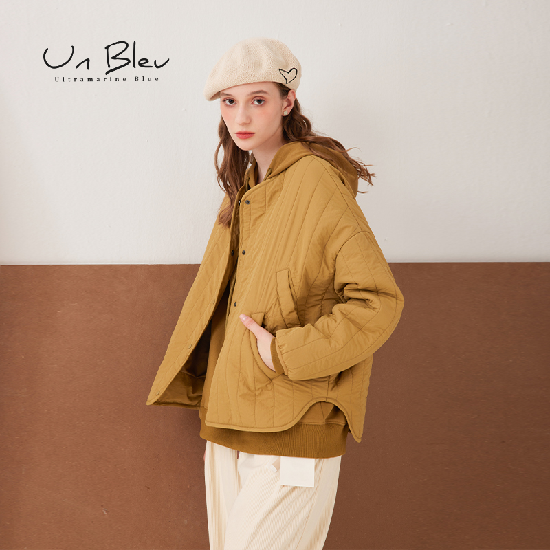 Unbleu工装棉服女宽松休闲杏色