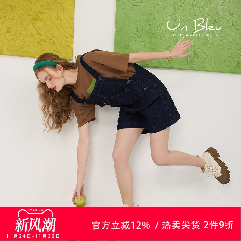 牛仔背带短裤宽松美式设计感小众