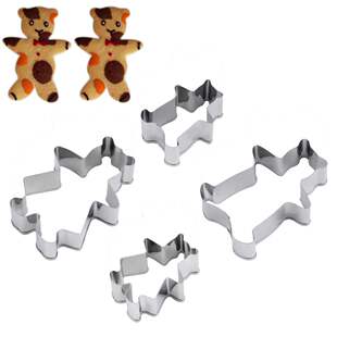 4pcs bear shape stainless steel cookie cutter biscuit jelly