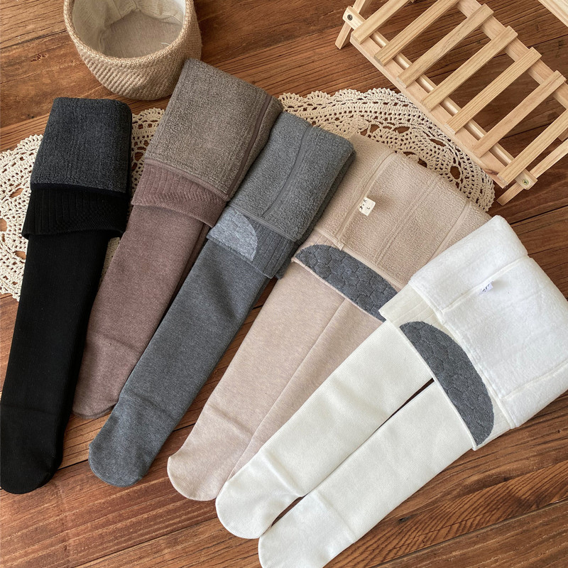 女童打底裤秋冬季加绒加厚外穿款一体白色踩脚连脚袜裤儿童连裤袜