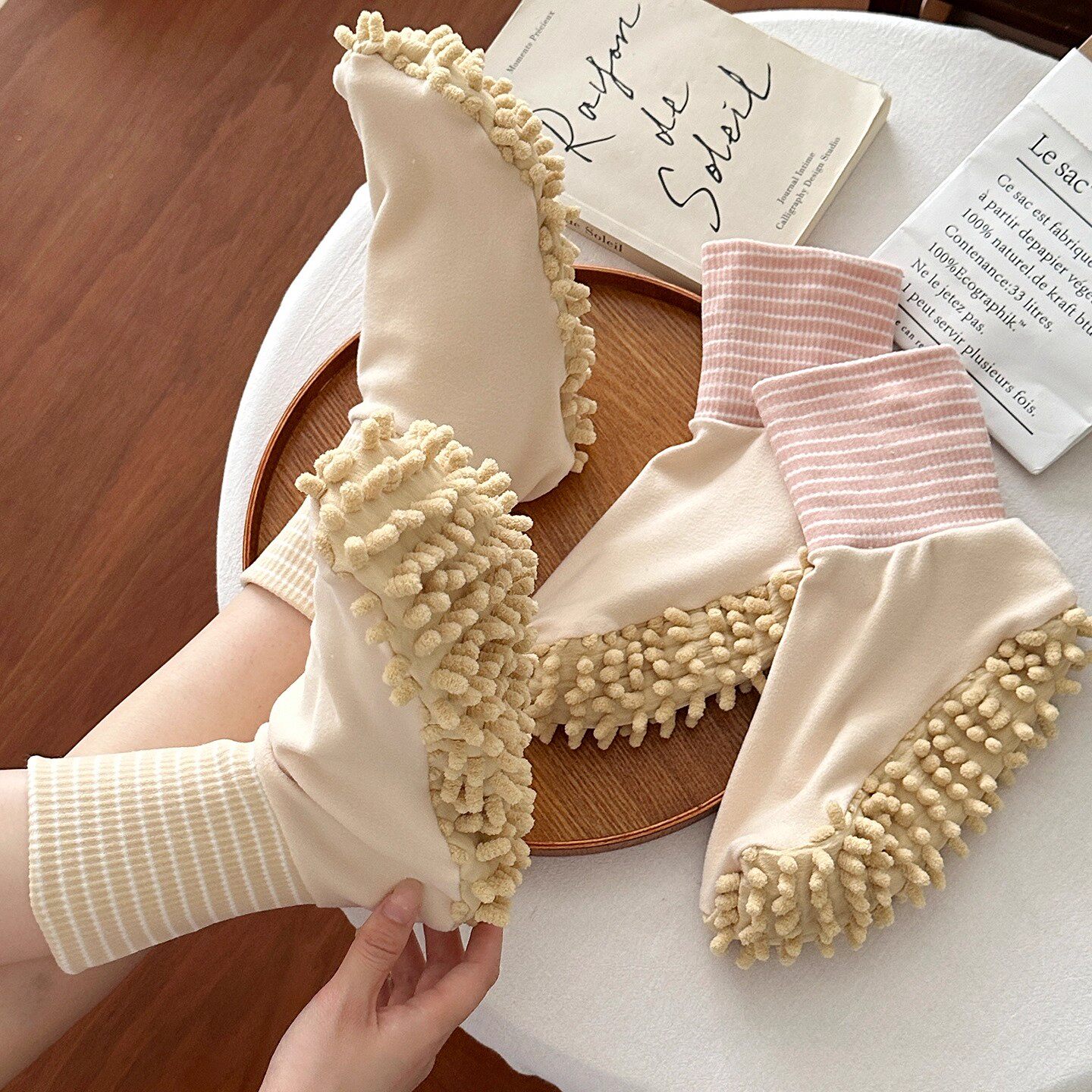 居家地板袜子女中筒懒人擦地拖地袜套2025新款爆款边走边拖空调袜