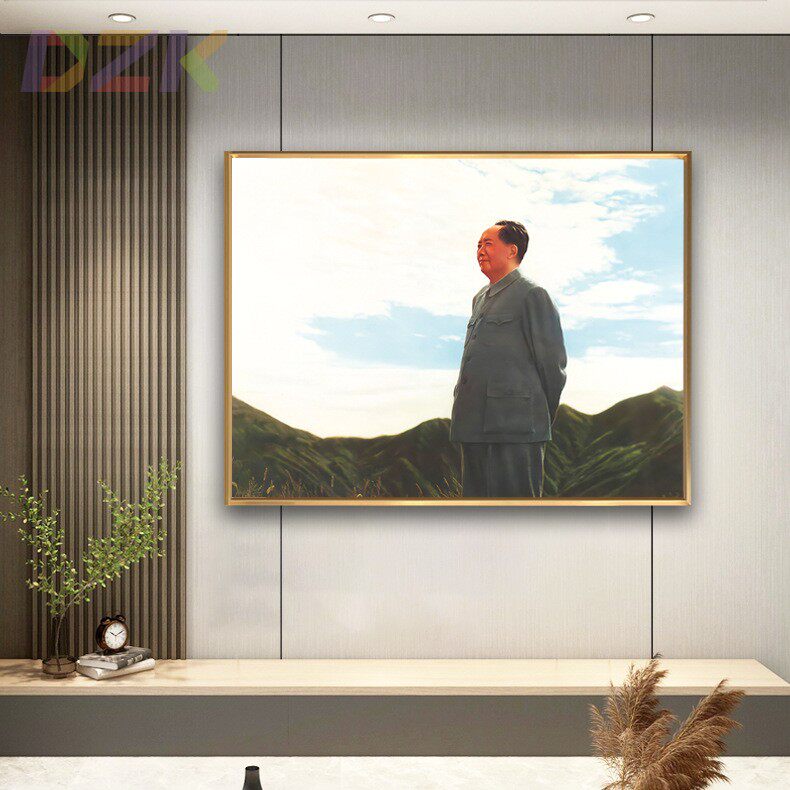 毛主席像画像在庐山站像墙画伟人头像客厅玄关壁挂画铝合金装饰a1