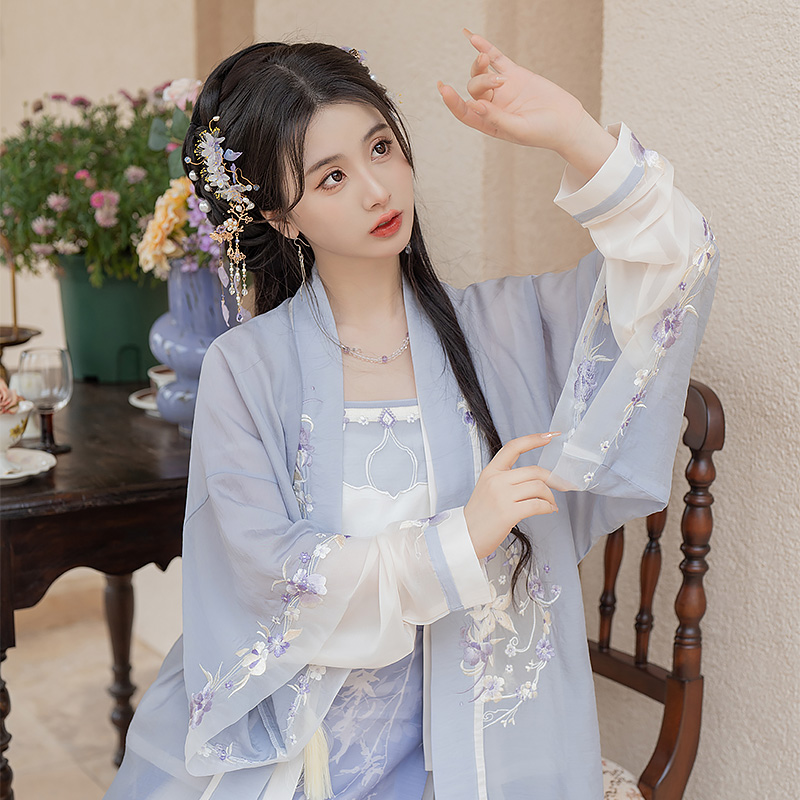 宋制撞色拼接吊带褙子改良三涧裙