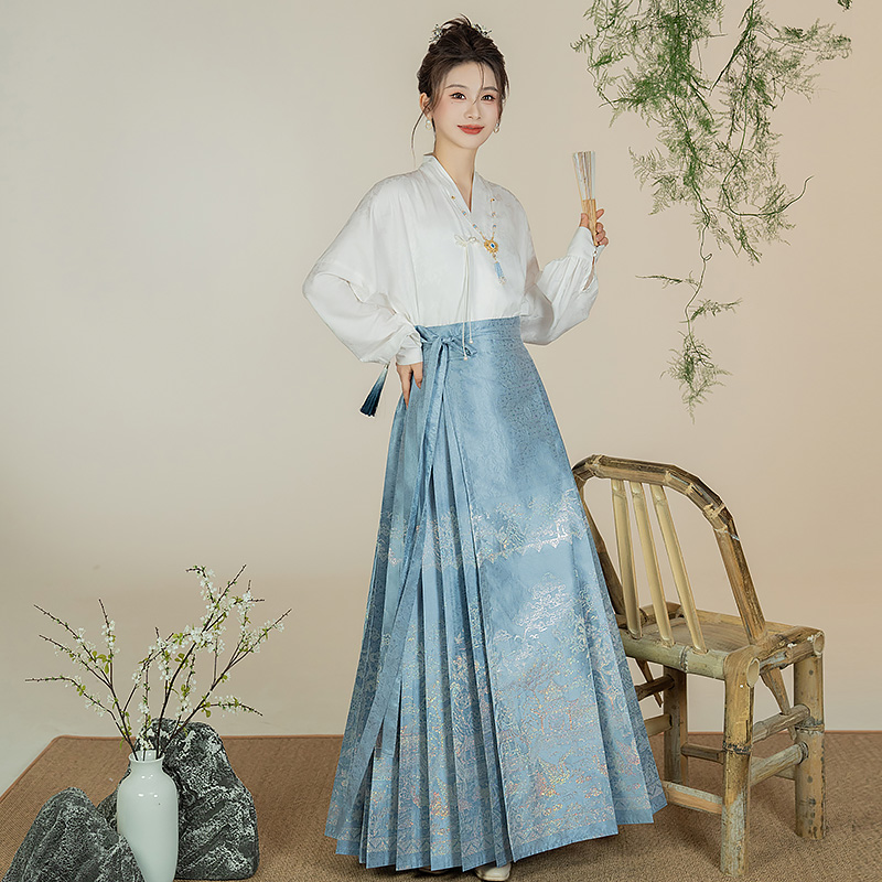 墨香司山鹤亭蓝色螺钿幻彩马面