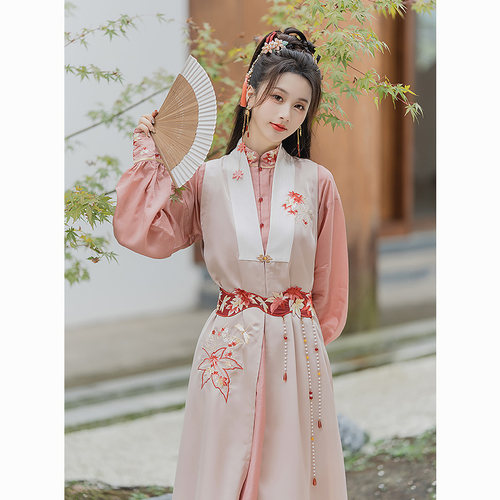 云藏月绣 枫林晚 原创新中式国风连衣裙明制汉元素汉服女装款改良