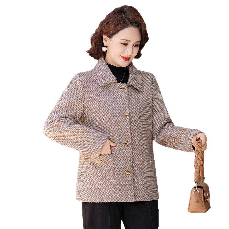 中老年妈妈春秋外套女老人奶奶装秋季衫呢子开衫保暖秋冬衣服