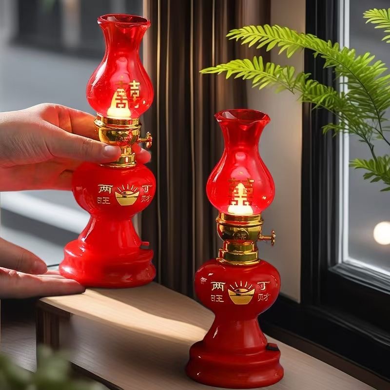 吉祥如意蜡烛灯新型电池上供电子结婚长明灯一对实用型备婚喜灯
