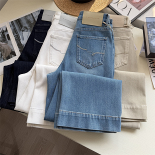 裤型巨好！~高端气质四面弹直筒牛仔裤女春季显腿直九分阔腿裤