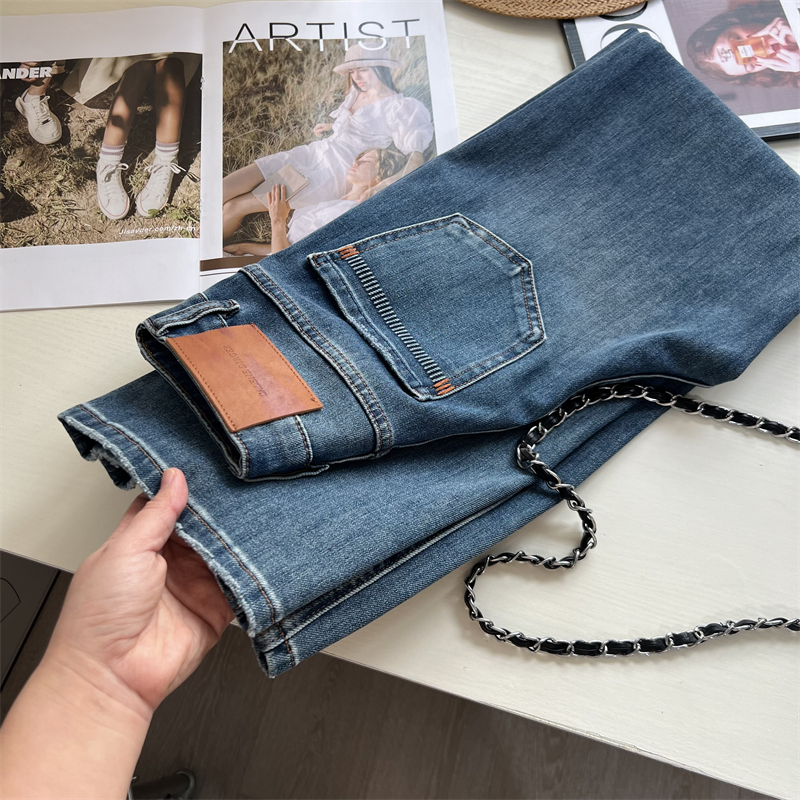 四面弹超火阔腿牛仔裤女