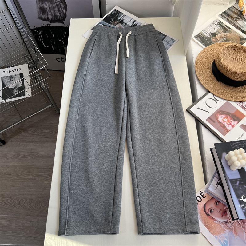 软软糯糯~！加绒加厚阔腿休闲长裤 女冬季松紧腰抽绳弯刀裤卫衣,女装/女士精品,休闲裤,淘宝优惠券,粉丝福利购,淘宝优惠卷