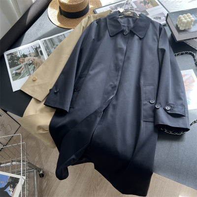 中长款褶皱风衣外套女