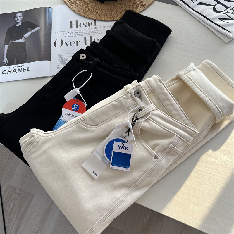 直筒牛仔裤女冬季时尚百搭法棍裤