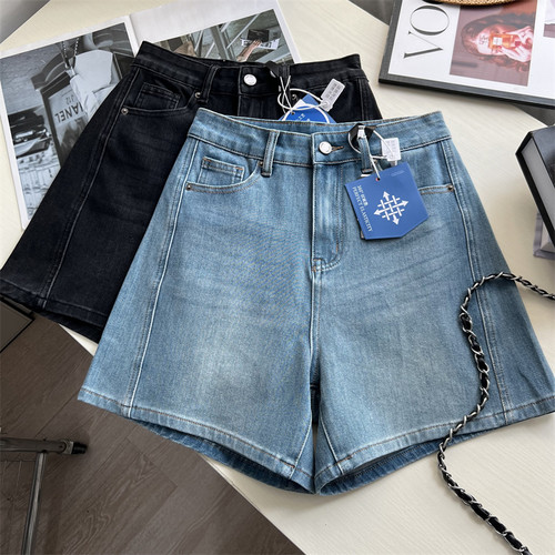 高腰宽松A字牛仔短裤女夏季薄款