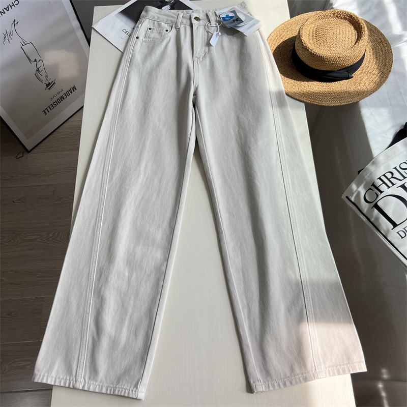 自带长腿效果！很洋气的灰杏色高腰显瘦窄版阔腿裤 直筒拖地长裤,女装/女士精品,牛仔裤,淘宝优惠券,粉丝福利购,淘宝优惠卷