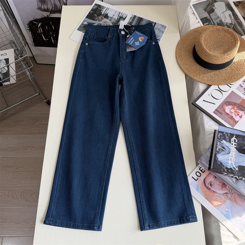 春季四面弹显瘦直筒阔腿牛仔裤