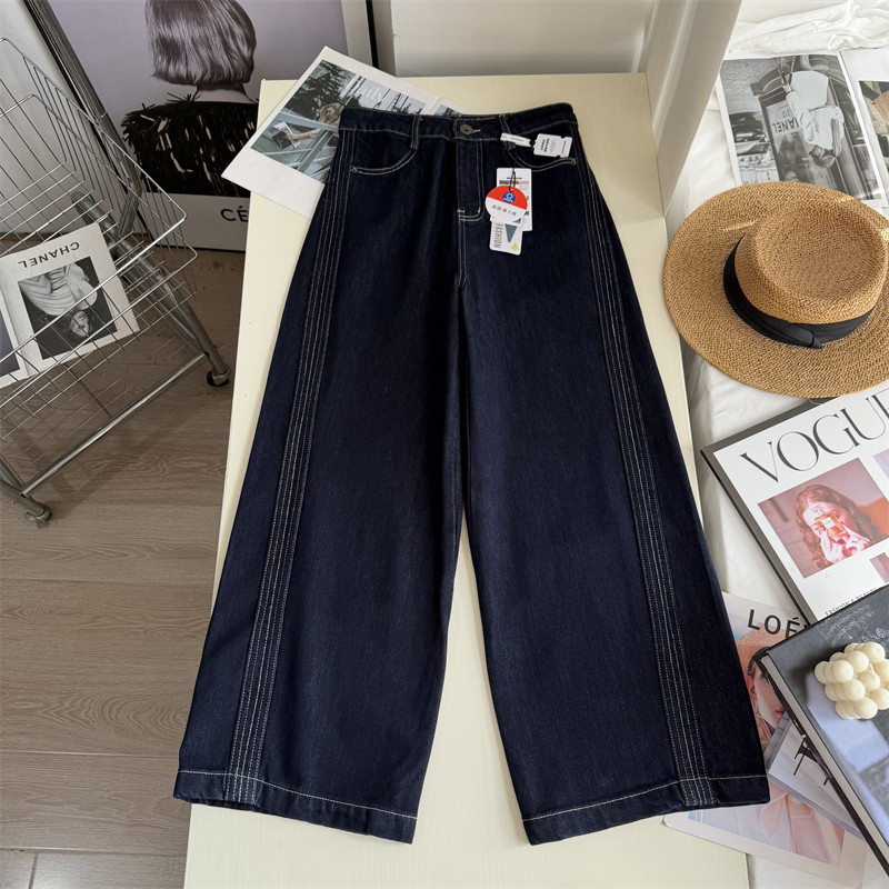 秋冬裤子宽松直筒植绒阔腿裤冬