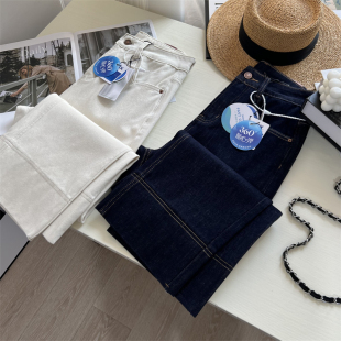 裤型超好！四面弹小个子九分阔腿裤宽松高腰直筒牛仔裤春季百搭女