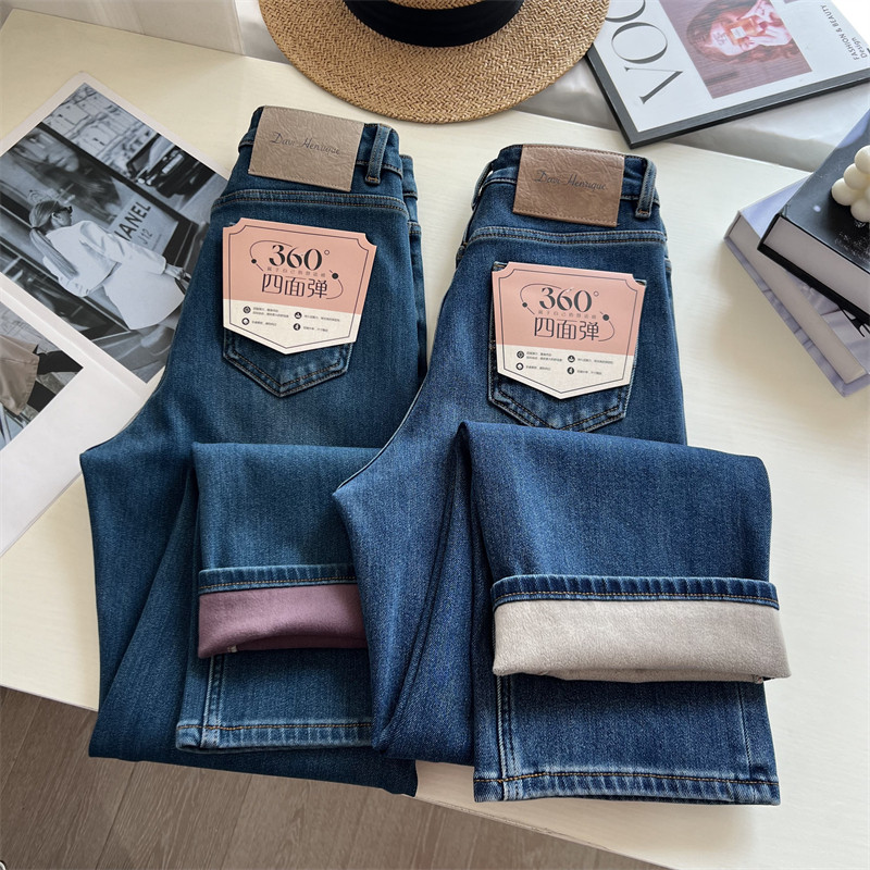 四面弹！加绒！小个子适配高腰弹力显瘦窄版阔腿裤女秋冬直筒裤