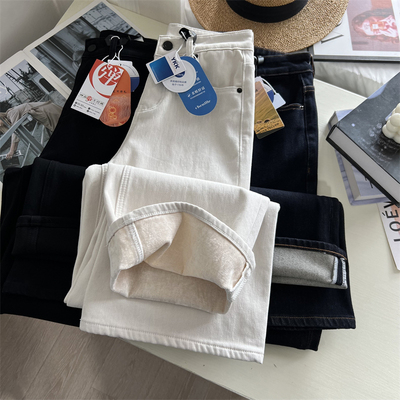 宽松阔腿裤秋冬新款微喇牛仔裤