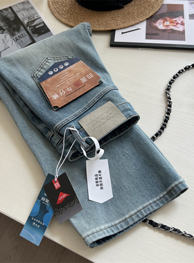 两个长度~！高级水洗色  高端四面弹显瘦窄版直筒牛仔裤 长裤春秋