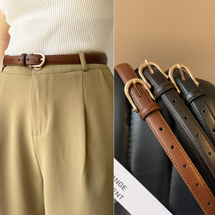 轻奢气质腰带女 装 简约百搭 质感通勤日常穿搭zhen皮细腰带裤