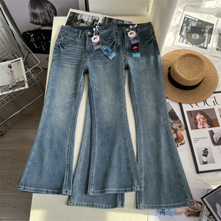 直接封神！四面弹修腿微喇牛仔裤 小个子高腰显瘦九分喇叭裤春女