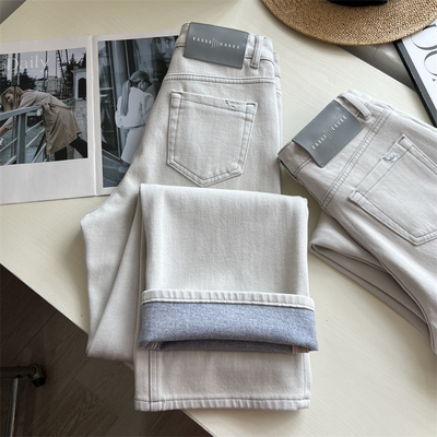 巨显瘦四面弹窄版直筒牛仔裤女