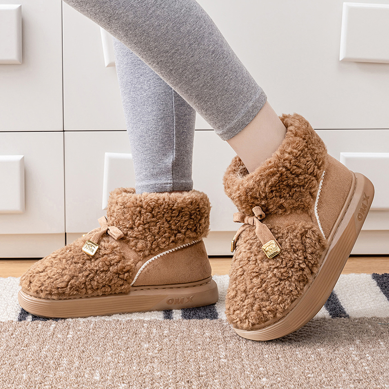 高帮棉拖鞋女包跟秋冬季加绒保暖