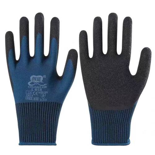 创信耐磨薄款发泡作业手套