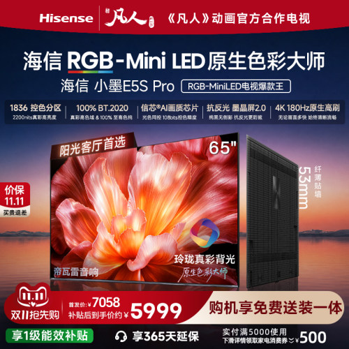 海信RGB-MiniLED电视小墨65E5S Pro[65英寸] 玲珑真彩背光