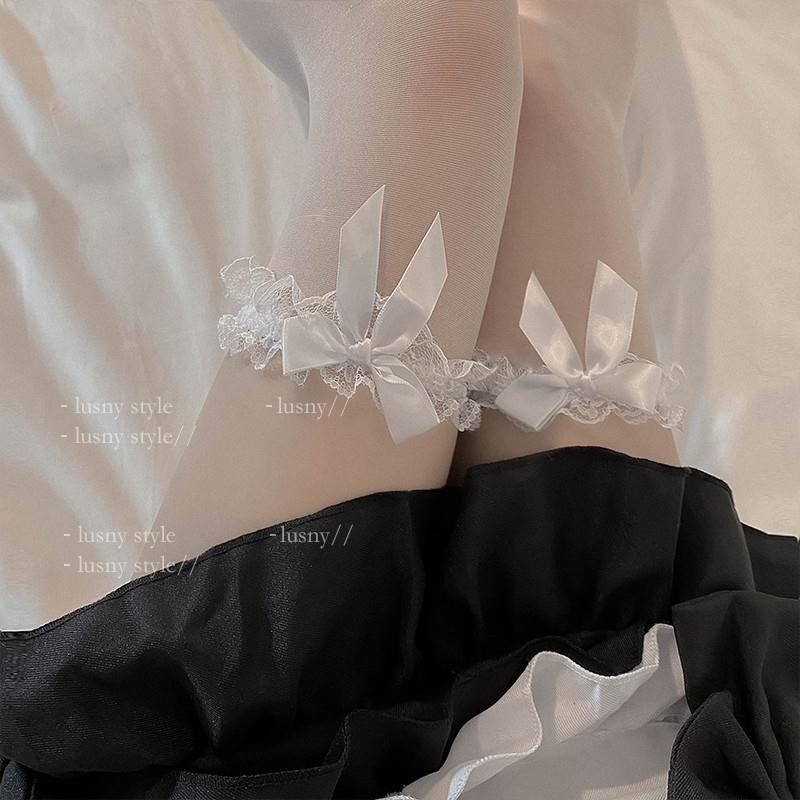 鹿叔:黑丝性感丝袜情调黑色ins可爱白丝jk蝴蝶结美腿长筒过膝袜女