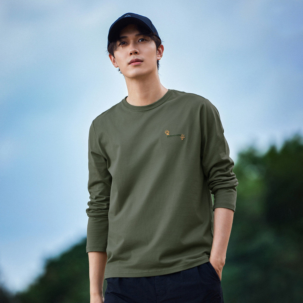 拓路者2026春款圆领男式T恤衫百搭长袖男装简约时尚潮流体恤