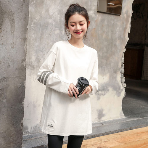 拓路者时尚打底衫休闲运动春秋宽松长袖女上衣百搭显瘦t恤