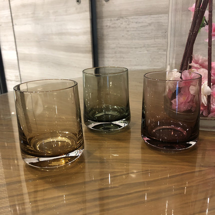 水晶玻璃漱口杯星级酒店客房分色水杯威士忌杯手工玻璃杯商用现货