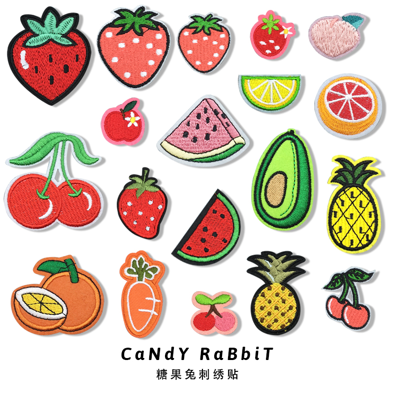 卡通苹果香蕉樱桃儿童包包刺绣贴