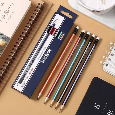 晨光AWP30901三角笔杆铅笔彩杆铅笔木杆铅笔12支装学生铅笔带橡皮