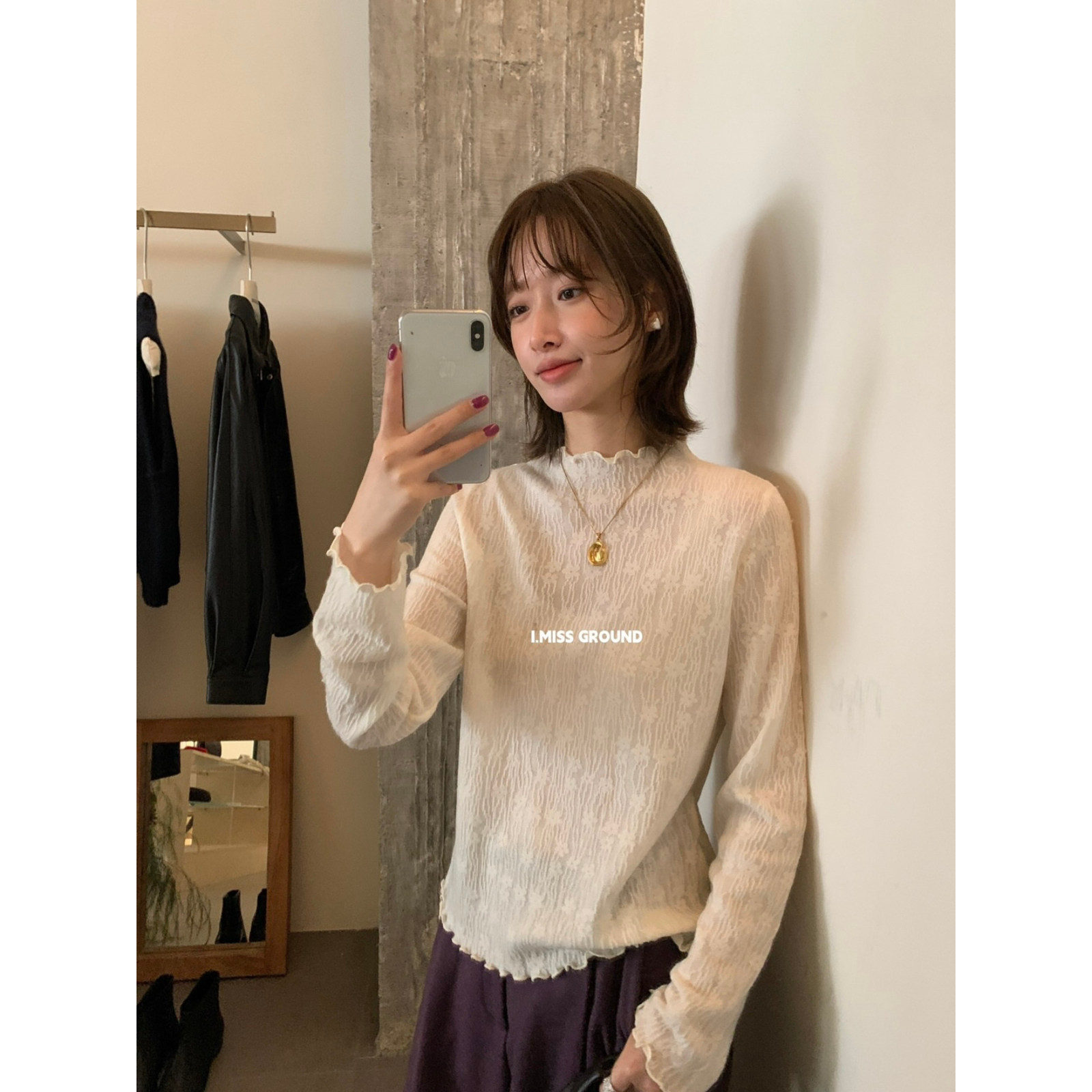 IMISS爆款必带无敌百搭仙仙儿花边领蕾丝打底衫H90537