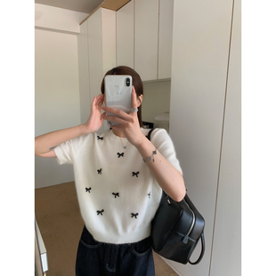 6228蝴蝶结 U粒 秋款 上新韩系甜美风蝴蝶结小衫 针织衫