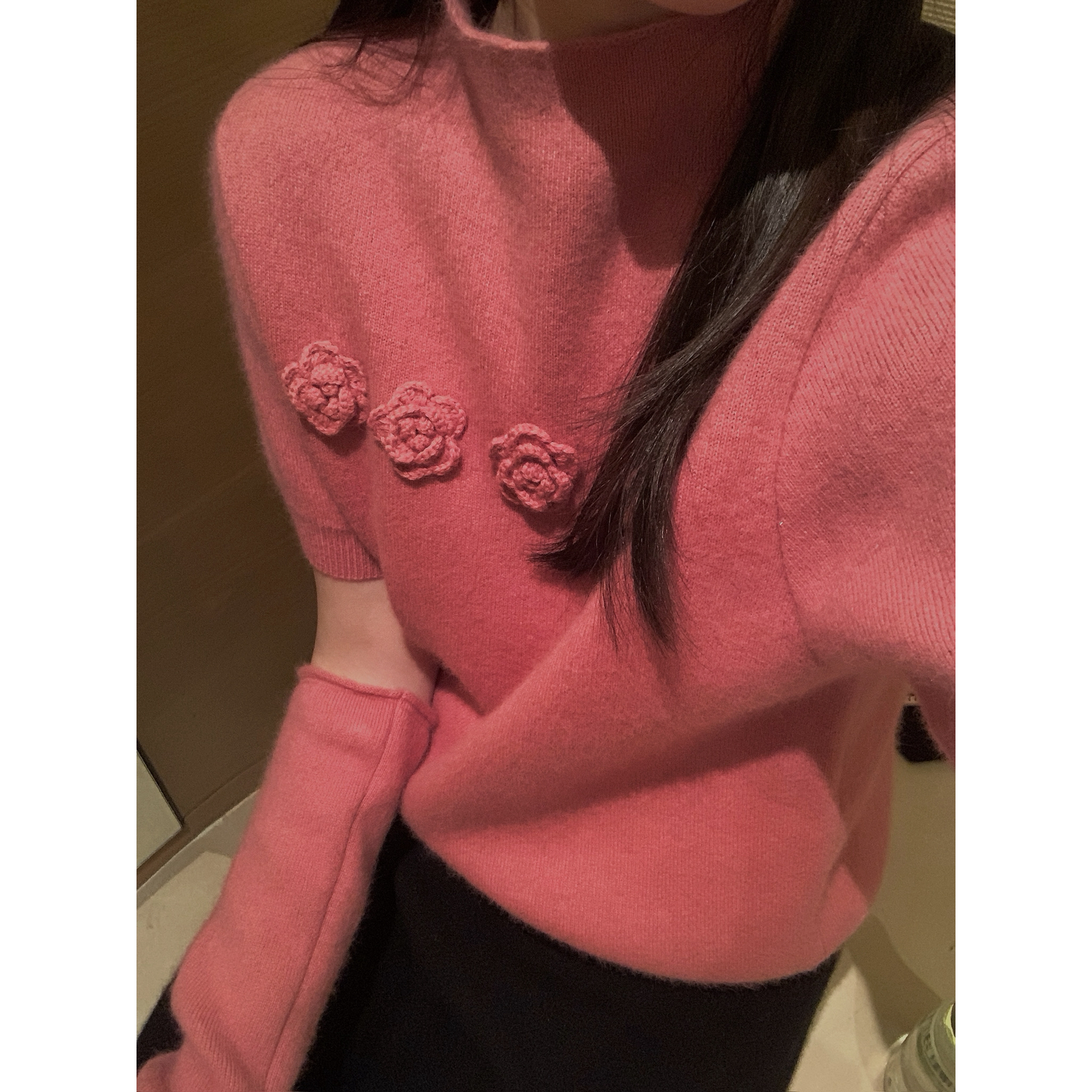 sooo-套头保暖毛衣(配袖套)（含40羊毛）(立体花朵设计～)PSM5179