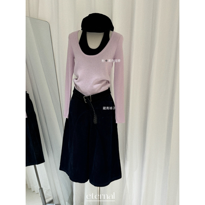 ernal.西子-超细羊毛撞色质感显瘦假两件针织衫（含10羊毛）m1300