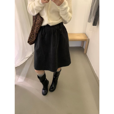 LOVELY-秋上新韩女首选韩系百搭复古调性灯芯绒半身裙S10691